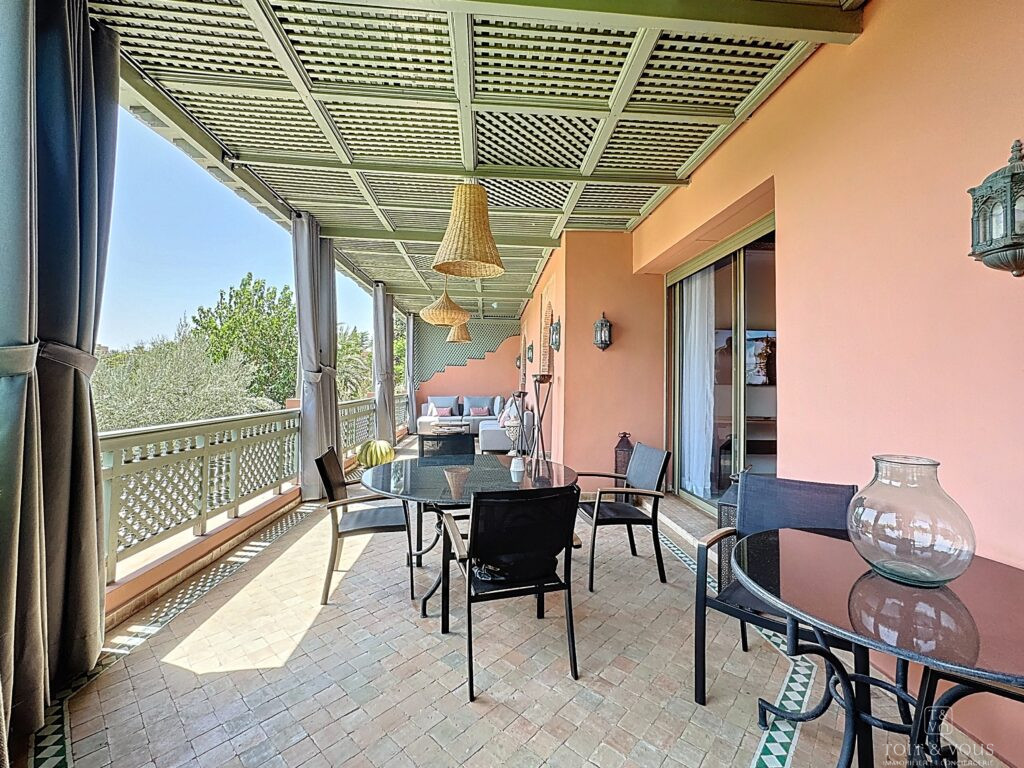 Appartement à vendre – Palmeraie Marrakech | 122 m² | 2 chambres | Meublé | Résidence sécurisée